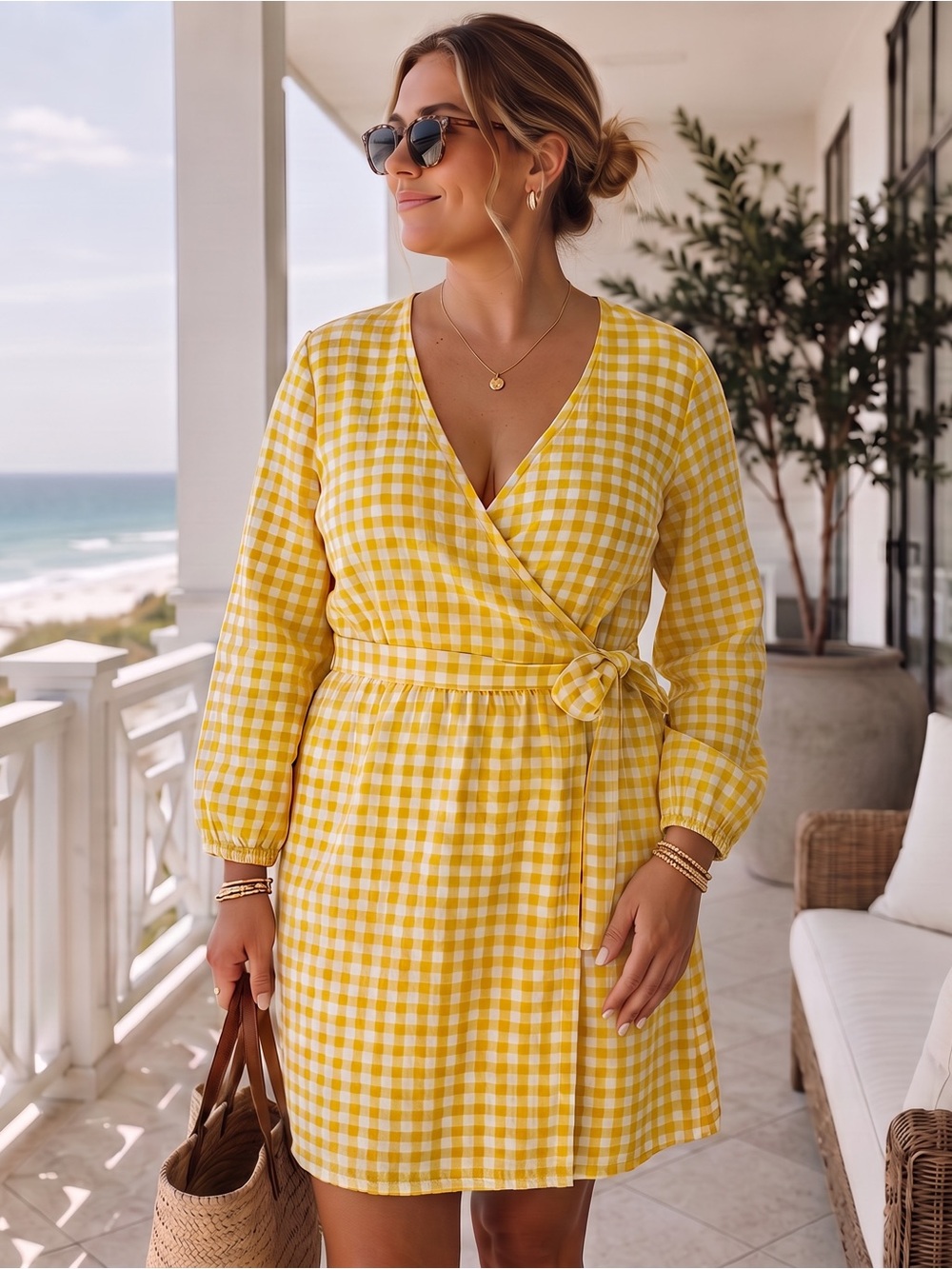OLD NAVY Gingham Wrap Dress